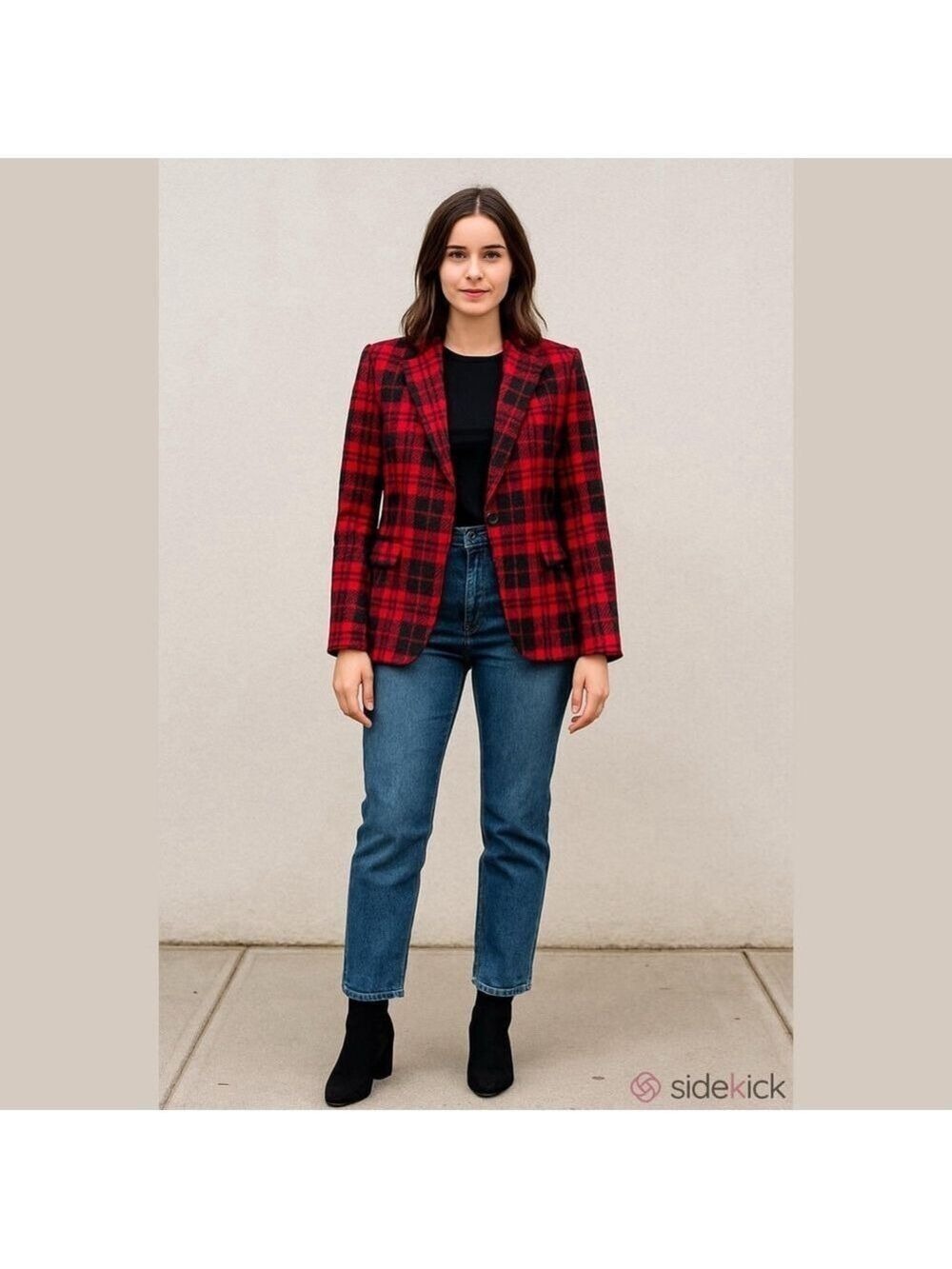Women's John Meyer Collection Plaid Blazer Red/Black Size 8